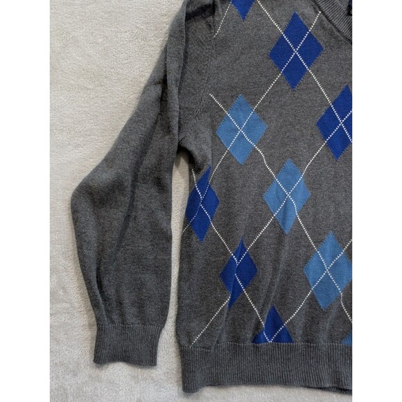 Club Room Sweater Mens L Colorful Argyle V Neck Preppy Grandpa Large - Picture 7 of 14